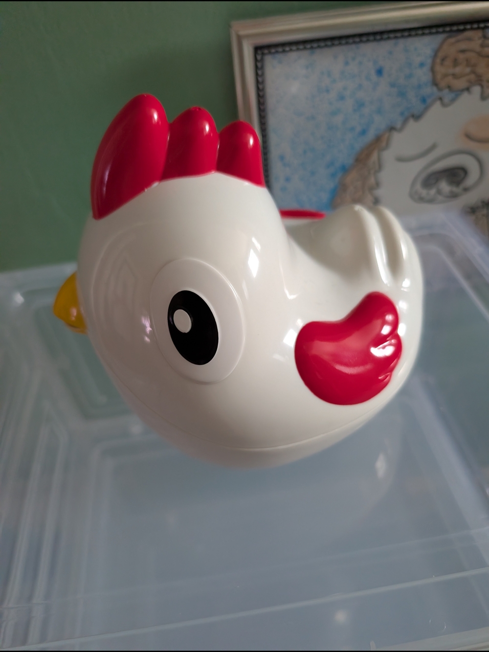White & Red Plastic Chicken Pet Matching Game